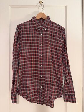 Jack Spade Red and Gray Plaid Button-Down Shirt